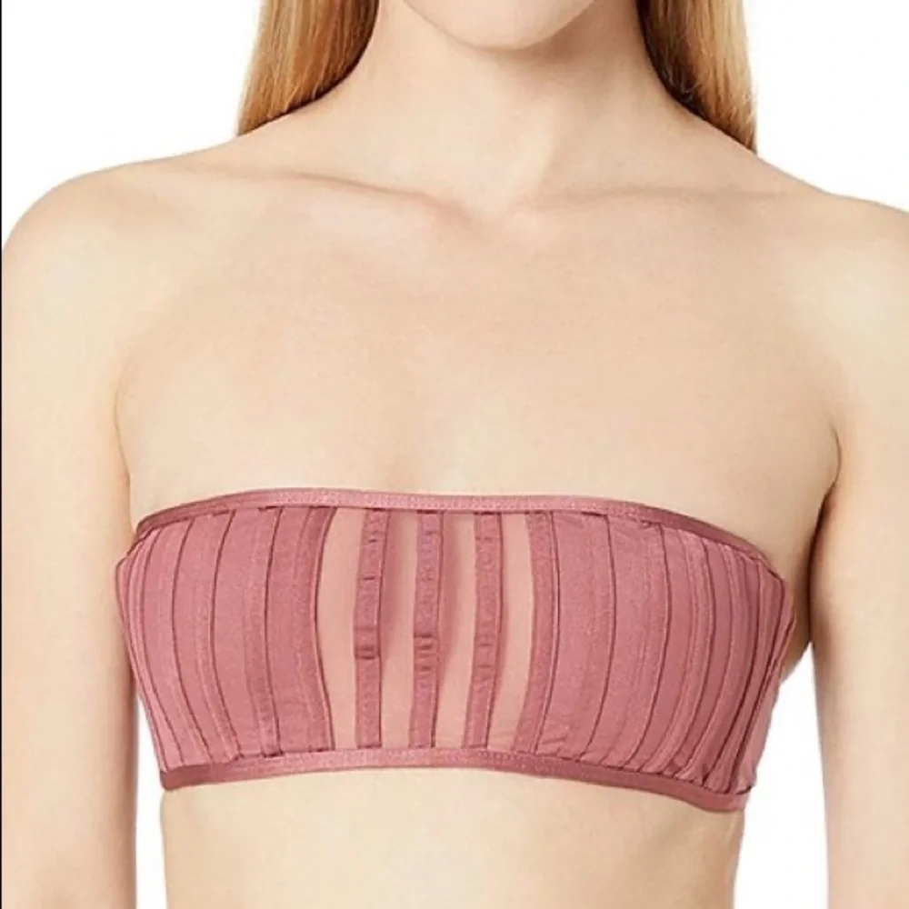 BCBGMaxAzria Apricot Blush Seams Bandeau Bikini Top, size 8, NWT - Picture 1 of 9